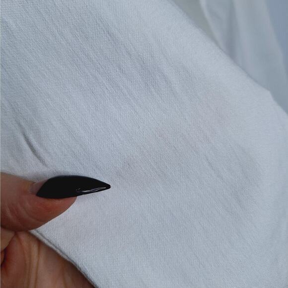 Attyre Caroline Crop Pull On Pants 10 White Rhinestone Cut Out Ankle Stretch - Picture 6 of 7